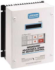 Leeson - Three Phase, 200-240 Volt, 7-1/2 hp, Frequency Drive, Inverter & Speed Control - 10.26" Wide x 8.35" Deep x 11-3/4" High, NEMA 4/12 - Top Tool & Supply