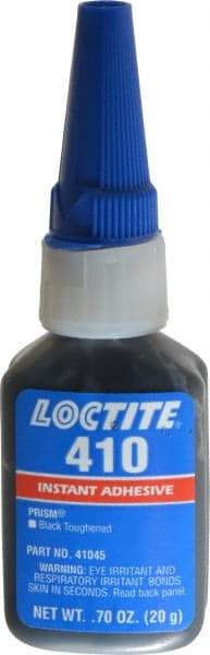 Loctite - 0.70 oz Bottle Black Instant Adhesive - Series 410, 90 sec Fixture Time, 24 hr Full Cure Time, Bonds to Metal, Plastic & Rubber - Top Tool & Supply