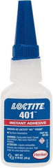 Loctite - 0.70 oz Bottle Clear Instant Adhesive - Series 401, 15 sec Fixture Time, 24 hr Full Cure Time, Bonds to Plastic & Rubber - Top Tool & Supply