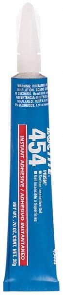 Loctite - 0.70 oz Tube Clear Instant Adhesive - Series 454, 15 sec Fixture Time, 24 hr Full Cure Time, Bonds to Plastic & Rubber - Top Tool & Supply