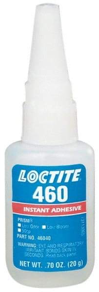 Loctite - 0.70 oz Bottle Tan Instant Adhesive - Series 460, 50 sec Fixture Time, 24 hr Full Cure Time, Bonds to Plastic & Rubber - Top Tool & Supply