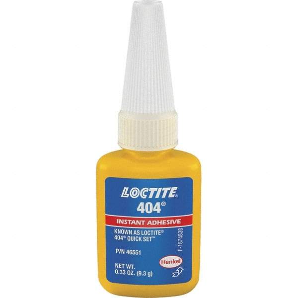 Loctite - 0.33 oz Bottle Clear Instant Adhesive - Series 404, 30 sec Fixture Time, 24 hr Full Cure Time, Bonds to Plastic & Rubber - Top Tool & Supply