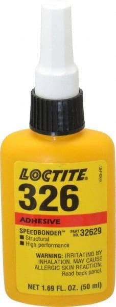 Loctite - 50 mL Bottle Structural Adhesive - 1 min Working Time, 2,200 psi Shear Strength, Series 326 - Top Tool & Supply