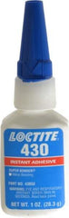 Loctite - 1 oz Bottle Clear Instant Adhesive - Series 430, 30 sec Fixture Time, 24 hr Full Cure Time, Bonds to Metal, Plastic & Rubber - Top Tool & Supply