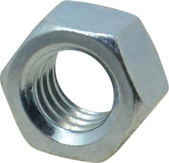 Value Collection - 3/8-16 UNC Steel Right Hand Hex Nut - 9/16" Across Flats, 21/64" High, Zinc-Plated Finish - Top Tool & Supply