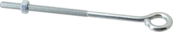 Gibraltar - 1/4-20, Zinc-Plated Finish, Steel Wire Turned Open Eye Bolt - 3" Thread Length, 1/2" ID x 1" OD, 5" Shank Length - Top Tool & Supply