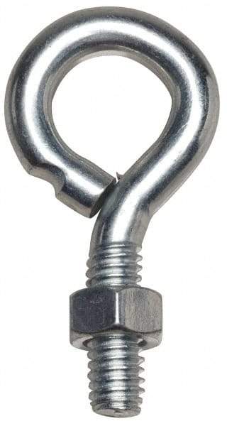 Gibraltar - #10-24, Zinc-Plated Finish, Steel Wire Turned Open Eye Bolt - 1" Thread Length, 3/8" ID x 3/4" OD, 2" Shank Length - Top Tool & Supply