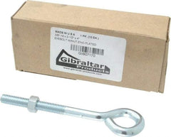 Gibraltar - 3/8-16, Zinc-Plated Finish, Steel Wire Turned Open Eye Bolt - 2-1/2" Thread Length, 3/4" ID x 1-1/2" OD, 4" Shank Length - Top Tool & Supply