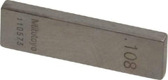 Mitutoyo - 0.108" Rectangular Steel Gage Block - Accuracy Grade 0, Includes Certificate of Inspection - Top Tool & Supply