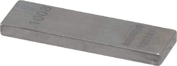 Mitutoyo - 0.1008" Rectangular Steel Gage Block - Accuracy Grade AS-1, Includes Certificate of Inspection - Top Tool & Supply