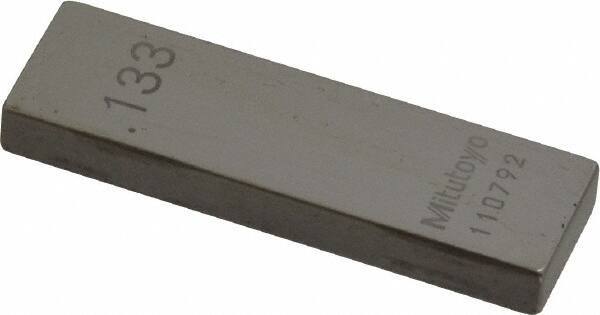 Mitutoyo - 0.133" Rectangular Steel Gage Block - Accuracy Grade AS-1, Includes Certificate of Inspection - Top Tool & Supply