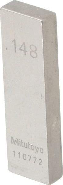 Mitutoyo - 0.148" Rectangular Steel Gage Block - Accuracy Grade AS-1, Includes Certificate of Inspection - Top Tool & Supply