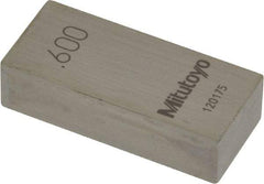 Mitutoyo - 0.6" Rectangular Steel Gage Block - Accuracy Grade AS-1, Includes Certificate of Inspection - Top Tool & Supply