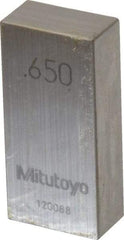 Mitutoyo - 0.65" Rectangular Steel Gage Block - Accuracy Grade AS-1, Includes Certificate of Inspection - Top Tool & Supply