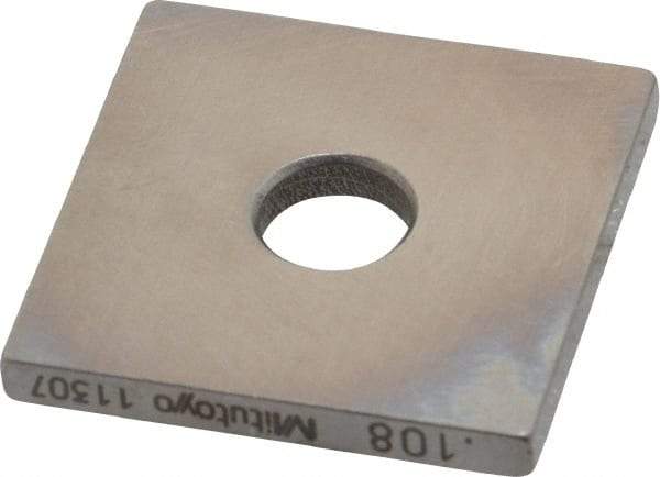 Mitutoyo - 0.108" Square Steel Gage Block - Accuracy Grade 0, Includes Certificate of Inspection - Top Tool & Supply