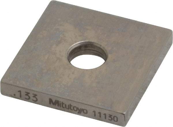 Mitutoyo - 0.133" Square Steel Gage Block - Accuracy Grade 0, Includes Certificate of Inspection - Top Tool & Supply