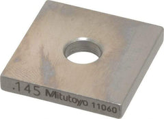 Mitutoyo - 0.145" Square Steel Gage Block - Accuracy Grade 0, Includes Certificate of Inspection - Top Tool & Supply