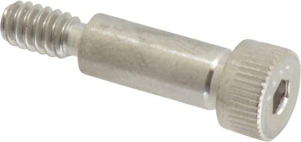 Made in USA - 1/4" Shoulder Diam x 5/8" Shoulder Length, #10-24 UNC, Hex Socket Shoulder Screw - 300, 18-8 Stainless Steel, Uncoated, 3/16" Head Height x 3/8" Head Diam - Top Tool & Supply