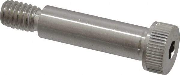 Made in USA - 3/8" Shoulder Diam x 1-1/4" Shoulder Length, 5/16-18 UNC, Hex Socket Shoulder Screw - 300, 18-8 Stainless Steel, Uncoated, 1/4" Head Height x 9/16" Head Diam - Top Tool & Supply