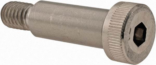 Made in USA - 1/2" Shoulder Diam x 1-1/4" Shoulder Length, 3/8-16 UNC, Hex Socket Shoulder Screw - 300, 18-8 Stainless Steel, Uncoated, 5/16" Head Height x 3/4" Head Diam - Top Tool & Supply