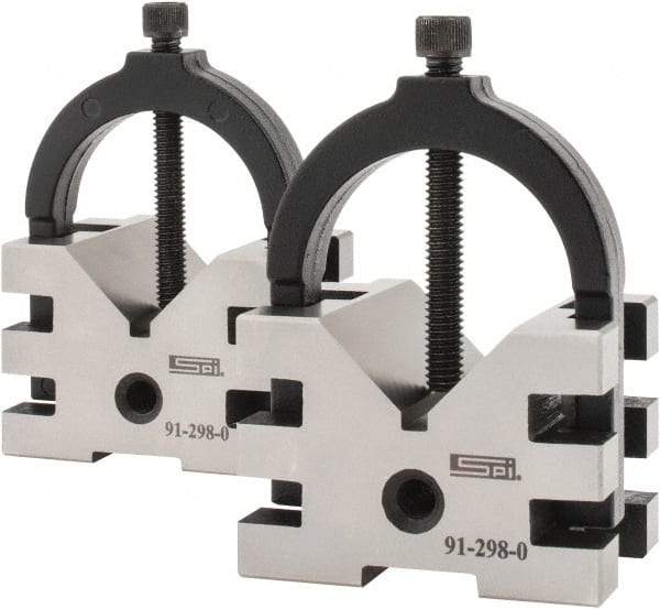 SPI - 2" Max Capacity, 90° Angle, Hardened Steel V-Block - 2-3/8" Long x 2-3/4" Wide x 2" High, Sold as Matched Pair - Top Tool & Supply