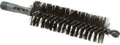 Schaefer Brush - 4-1/2" Brush Length, 1-1/2" Diam, Double Stem, Double Spiral Tube Brush - 7-1/4" Long, Stainless Steel, 1/4" NPSM Male Connection - Top Tool & Supply