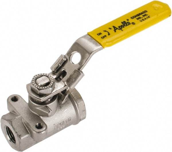 Apollo - 1/4" Pipe, Standard Port, Stainless Steel Standard Ball Valve - 2 Piece, NPT Ends, Locking Lever Handle, 600 WOG, 150 WSP - Top Tool & Supply