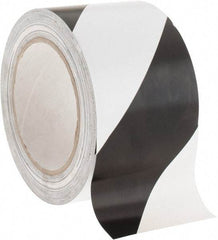 NMC - Black & White Striped Vinyl Tape - 3" Wide x 108' Long x 0.002" Thick, General Traffic - Top Tool & Supply