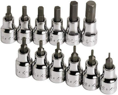 SK - 12 Piece 3/8" Drive Inch Hex Bit Socket Set - 1/16 to 3/8" Hex - Top Tool & Supply