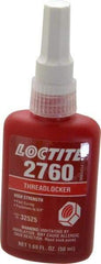 Loctite - 50 mL Bottle, Red, High Strength Liquid Threadlocker - Series 2760, 24 hr Full Cure Time, Hand Tool, Heat Removal - Top Tool & Supply