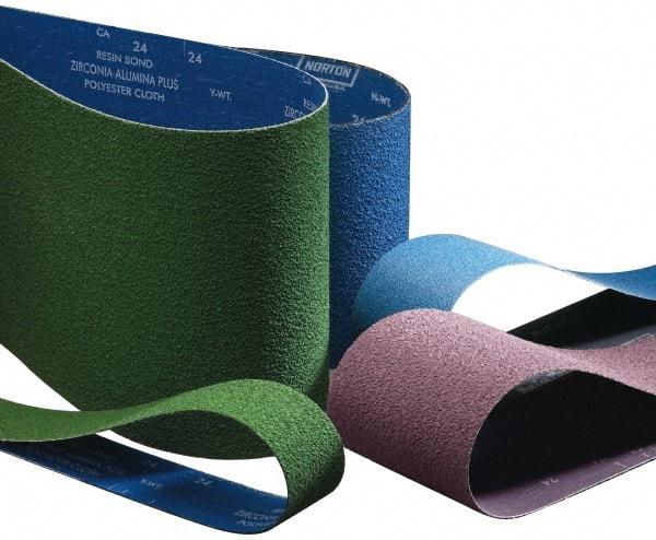 Norton - 3" Wide x 132" OAL, 36 Grit, Ceramic Abrasive Belt - Ceramic, Very Coarse, Coated, Y Weighted Cloth Backing, Series R981 - Top Tool & Supply