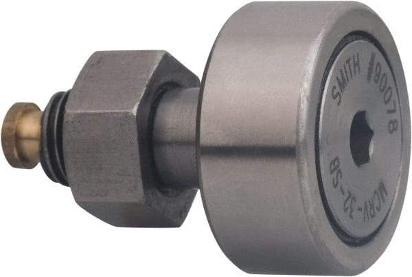 Accurate Bushing - 32mm Roller Diam x 14mm Width, 12mm Stud Diam x 25mm Length, Sealed Stud Cam Follower with Hex - Carbon Steel, 13mm Thread Length, M12 x 1.5 Thread, 40mm OAL, 8,100 N Dynamic Cap, 9,700 N Static Cap - Top Tool & Supply