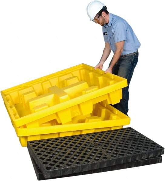 UltraTech - 66 Gal Sump, 6,000 Lb Capacity, 4 Drum, Polyethylene Spill Deck or Pallet - 51" Long x 51" Wide x 10" High, Liftable Fork, Low Profile, 2 x 4 Drum Configuration - Top Tool & Supply