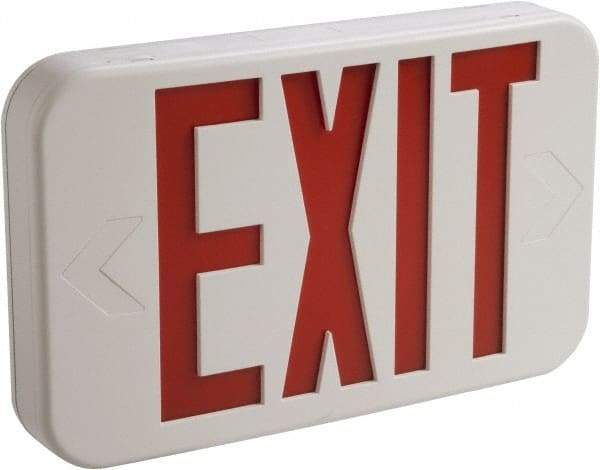 Cooper Lighting - 1 and 2 Face, 3 Watt, White, Thermoplastic, LED, Illuminated Exit Sign - 120/277 VAC, Nickel Cadmium, Ceiling Mounted, End Mounted, Wall Mounted, 11-11/16 Inch Long x 1-3/4 Inch Wide x 7-1/2 Inch High - Top Tool & Supply