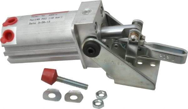 De-Sta-Co - 200 Lb Inner Hold Capacity, Horiz Mount, Air Power Hold-Down Toggle Clamp - 1/8 NPT Port, 145 Max psi, 102° Bar Opening, 26.92mm Height Under Bar - Top Tool & Supply