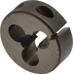 Cle-Line - 1/4-28 UNF Thread, 1" Outside Diam Carbon Steel Round Die - 3/8" Thick, Right Hand Thread, Adjustable - Exact Industrial Supply