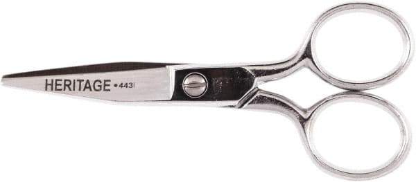 Heritage Cutlery - 1-3/4" LOC, 4-1/8" OAL Chrome Plated Standard Scissors/Shears - Right Hand, Steel Straight Handle, For Crafts - Top Tool & Supply