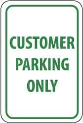 NMC - "Customer Parking Only", 12" Wide x 18" High, Aluminum Reserved Parking Signs - 0.04" Thick, Green on White, Rectangle, Wall Mount - Top Tool & Supply