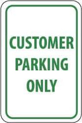 NMC - "Customer Parking Only", 12" Wide x 18" High, Aluminum Reserved Parking Signs - 0.063" Thick, Green on White, Rectangle, Post Mount - Top Tool & Supply