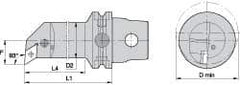 Kennametal - Left Hand Cut, Size KM63, DN.. Insert Compatiblity, Internal Modular Turning & Profiling Cutting Unit Head - 35mm Ctr to Cutting Edge, 170mm Head Length, Through Coolant, Series Kenlever - Top Tool & Supply