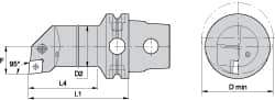 Kennametal - Left Hand Cut, Size KM63, CN.. Insert Compatiblity, Internal Modular Turning & Profiling Cutting Unit Head - 35mm Ctr to Cutting Edge, 170mm Head Length, Through Coolant, Series Kenlever - Top Tool & Supply