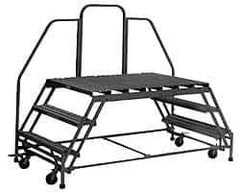 PW Platforms - 3 Step Platform - Double Access Rolling Work Platform, 500 Lb Capacity, 30" Platform Height, 38" Base Width x 77" Base Depth - Top Tool & Supply