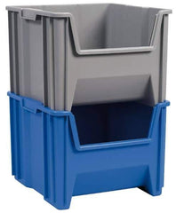 Akro-Mils - 75 Lb. Load Capacity, 15-1/4" Deep, Blue Polypropylene Hopper Stacking Bin - 12-7/16" High x 19-7/8" Wide x 15-1/4" Long - Top Tool & Supply