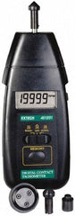 Extech - Accurate up to 0.05%, 0.1 RPM Resolution, Contact Tachometer - 6.6929 Inch Long x 2.8 Inch Wide x 1-1/2 Inch Meter Thick, 0.5 to 20,000 RPM Measurement - Top Tool & Supply