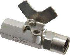 Midwest Control - 1/2" Pipe, Reduced Port, Stainless Steel Miniature Ball Valve - 2 Piece, Inline - Two Way Flow, FNPT x FNPT Ends, Butterfly Handle, 1,000 WOG, 150 WSP - Top Tool & Supply