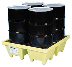 Enpac - 83 Gal Sump, 6,000 Lb Capacity, 4 Drum, Plastic Spill Deck or Pallet - 50" Long x 50" Wide x 13.43" High, Yellow, Liftable Fork, Vertical, 2 x 2 Drum Configuration - Top Tool & Supply