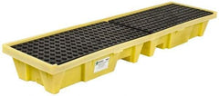 Enpac - 66 Gal Sump, 3,000 Lb Capacity, 4 Drum, Plastic Spill Deck or Pallet - 98" Long x 25-1/4" Wide x 13.43" High, Yellow, Low Profile, Vertical, Inline Drum Configuration - Top Tool & Supply