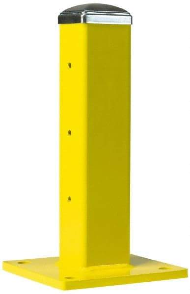 Steel King - Single 18 Inch High Corner Steel Guard Rail Mount Post - Yellow, 10 Inch Mounted Length x 10 Inch Mounted Width For Use with Steel King Railing - Top Tool & Supply