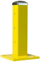 Steel King - Double 42 Inch High Corner Steel Guard Rail Mount Post - Yellow, 10 Inch Mounted Length x 10 Inch Mounted Width For Use with Steel King Railing - Top Tool & Supply