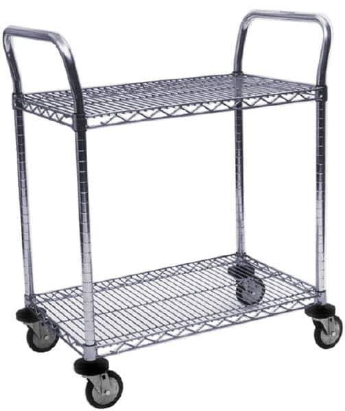 Value Collection - 800 Lb Capacity, 18" Wide x 48" Long x 39" High Wire Cart - 2 Shelf, Steel, Swivel Casters - Top Tool & Supply